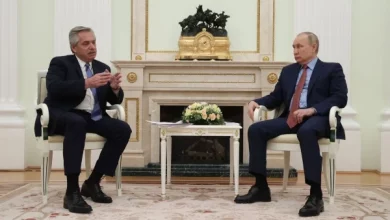 Alberto Fernández junto a Vladimir Putin.
