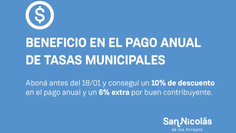 Descuento en el pago anual de tasas municipales