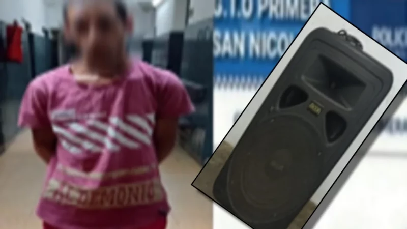 Robó un parlante de un salón de eventos y fue aprehendido