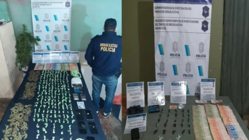 Incautación de drogas y elementos relacionados durante los allanamientos en San Nicolás y zonas aledañas